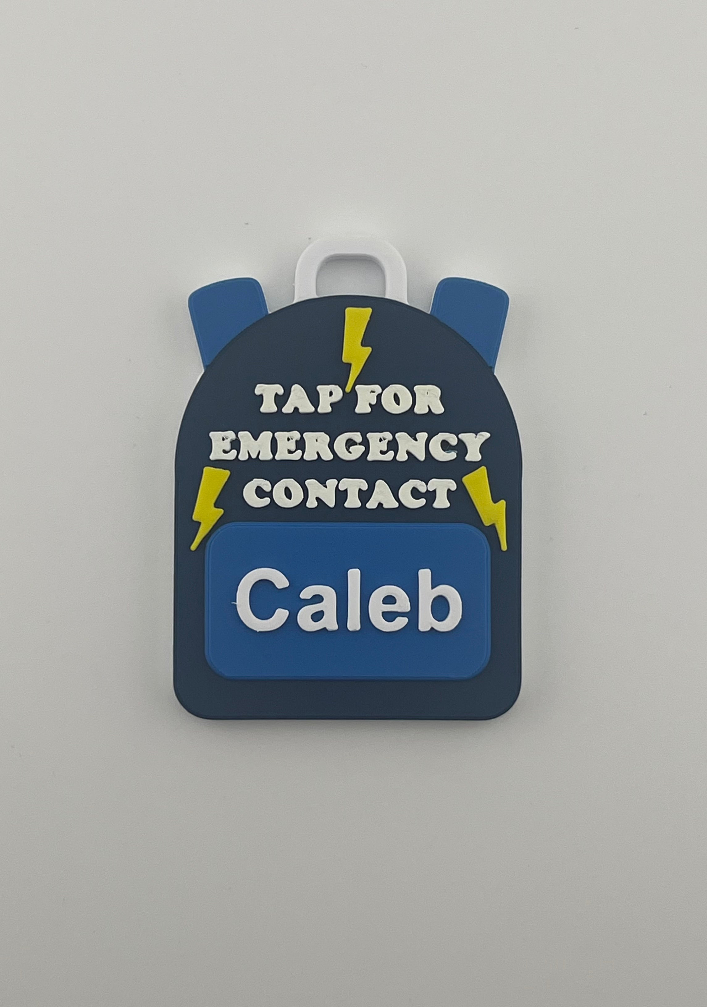 Lightning Emergency Contact Backpack Tag– 3D Printed & Scannable