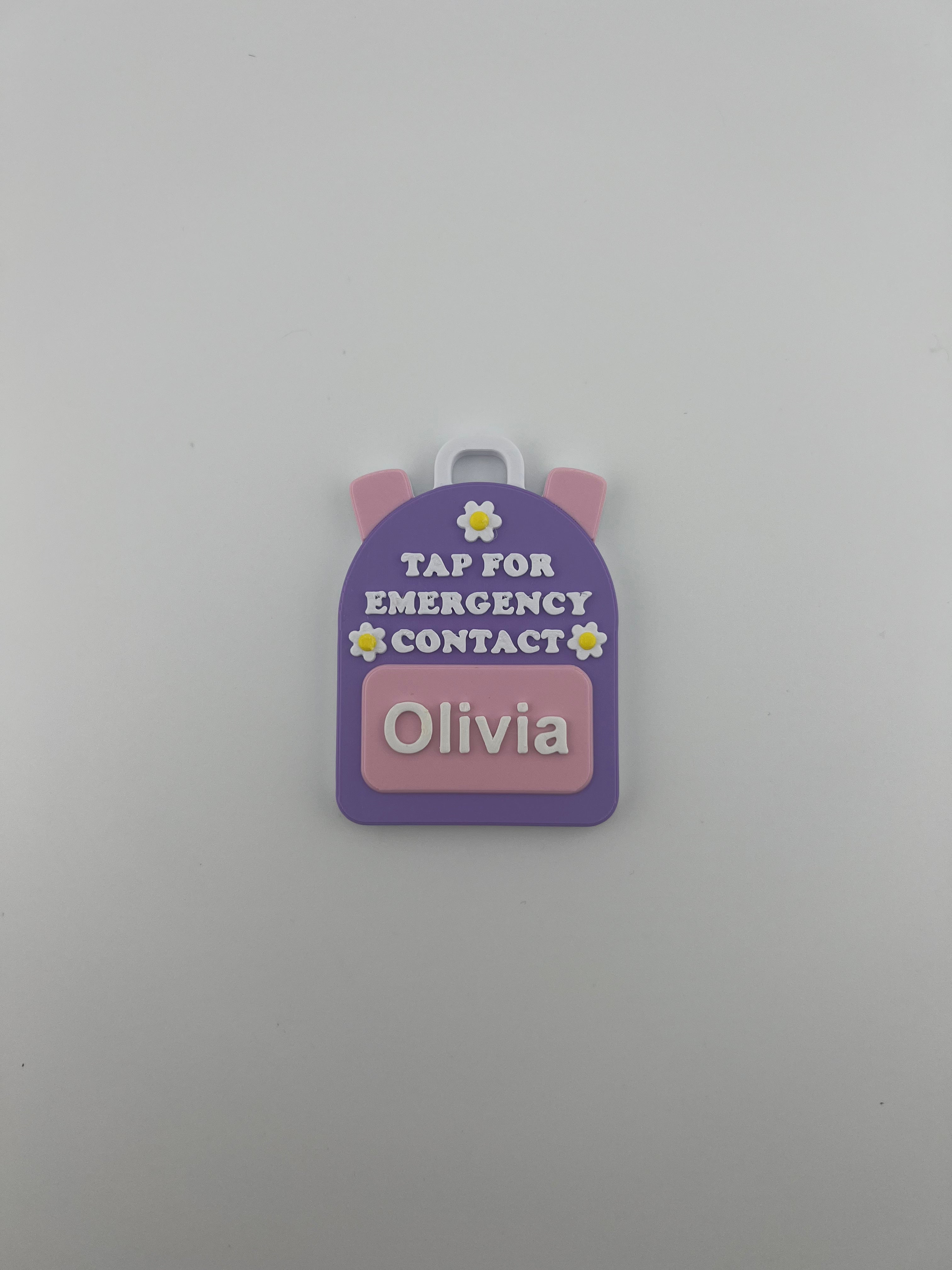 Flower Emergency Contact Backpack Tag – 3D Printed & Scannable