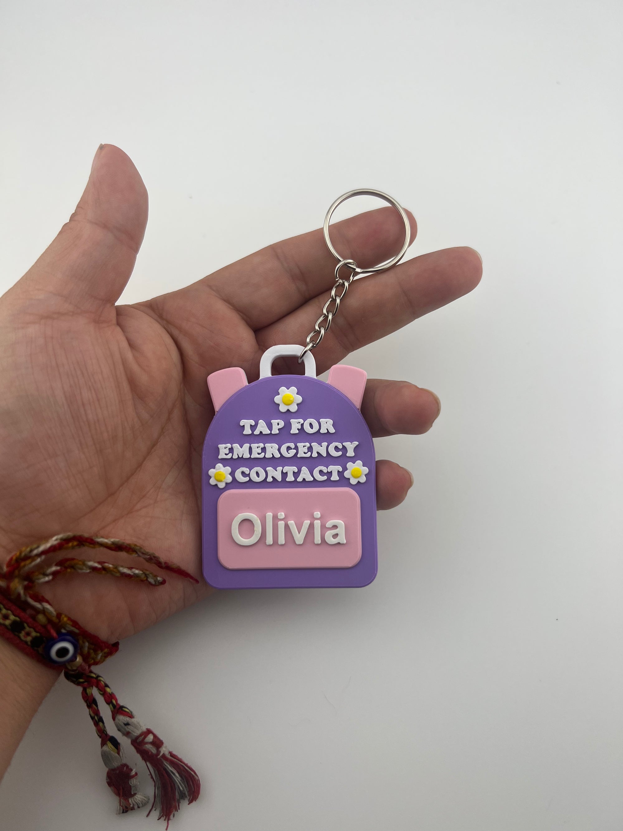 Flower Emergency Contact Backpack Tag – 3D Printed & Scannable